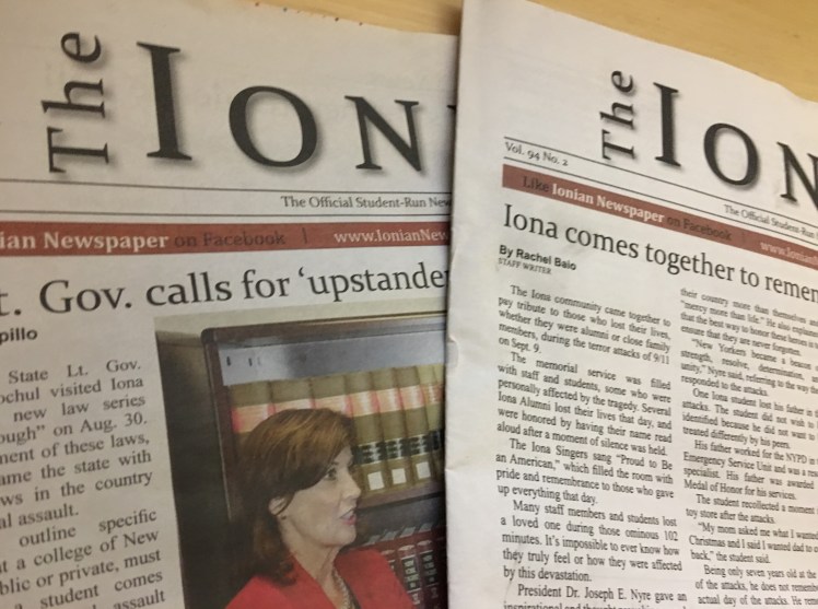 Iona College also has its very own student-run newspaper. The paper comes out bi-weekly and has a wide variety of news stories, including features and sports. 